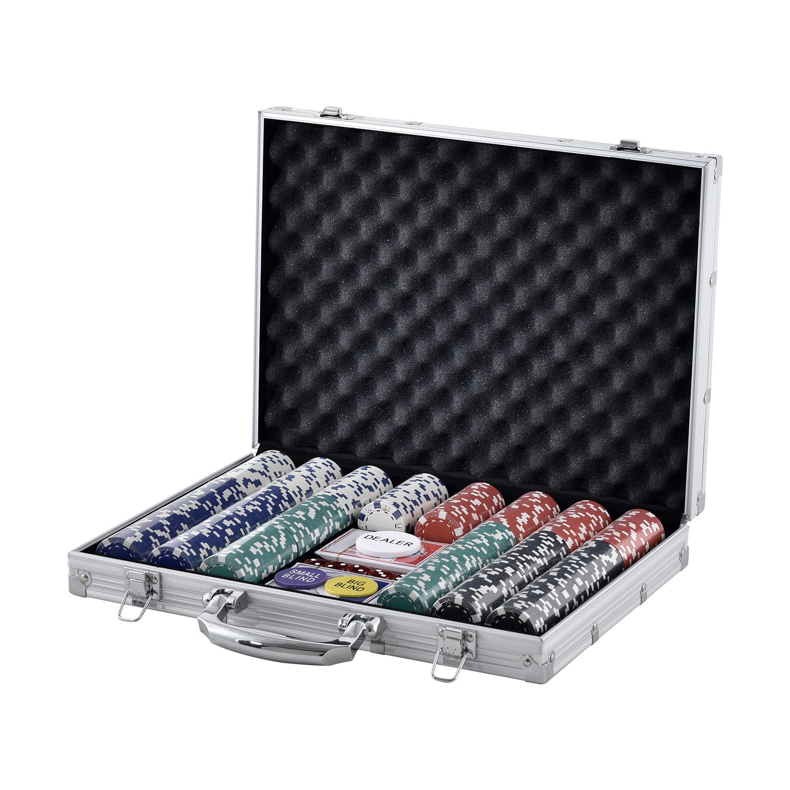 VEVOR Poker Chip Set, 500-Piece Poker Set, Complete Poker Playing Game Set with Aluminum Carrying  Case, 11.5 Gram Casino Chips, Cards, Buttons and Dices, for Texas Hold'em, Blackjack, Gambling