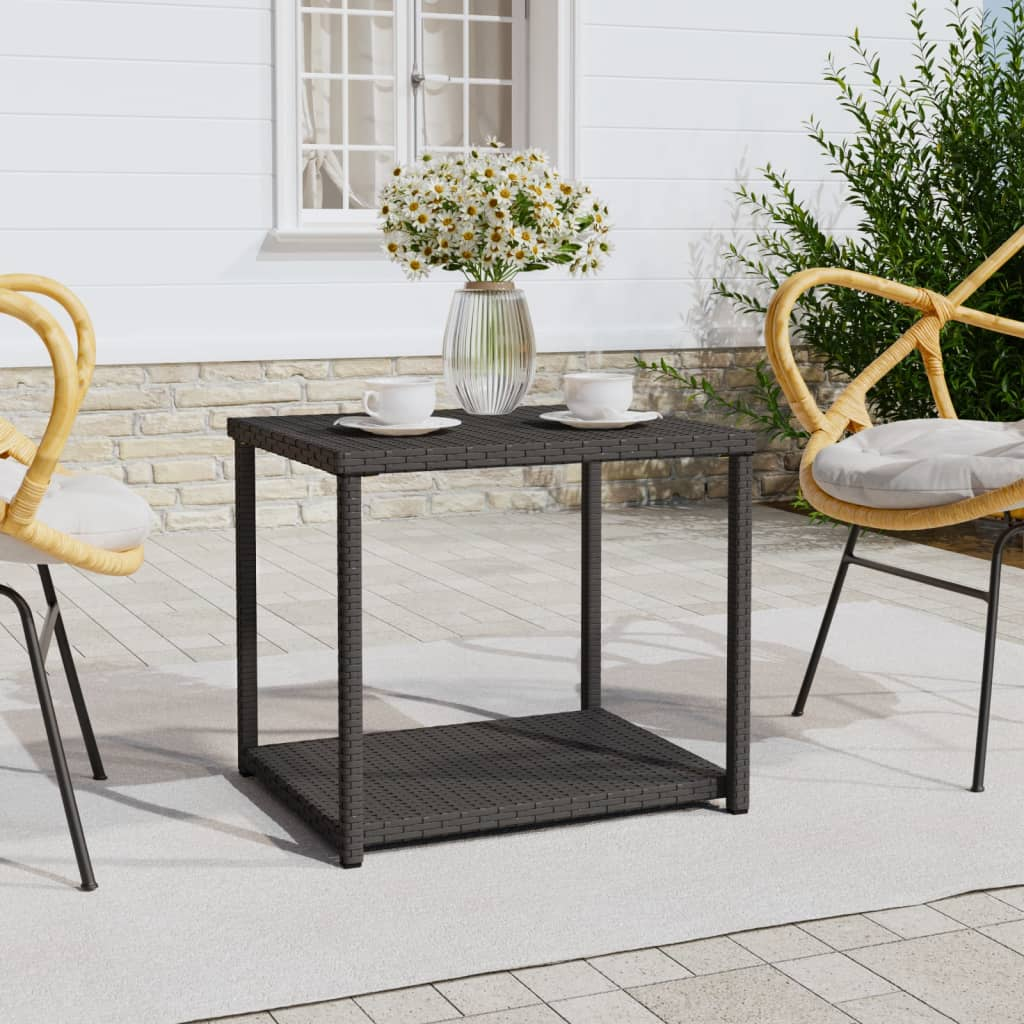 vidaXL Side Table Black 21.7"x17.7"x19.3" Poly Rattan