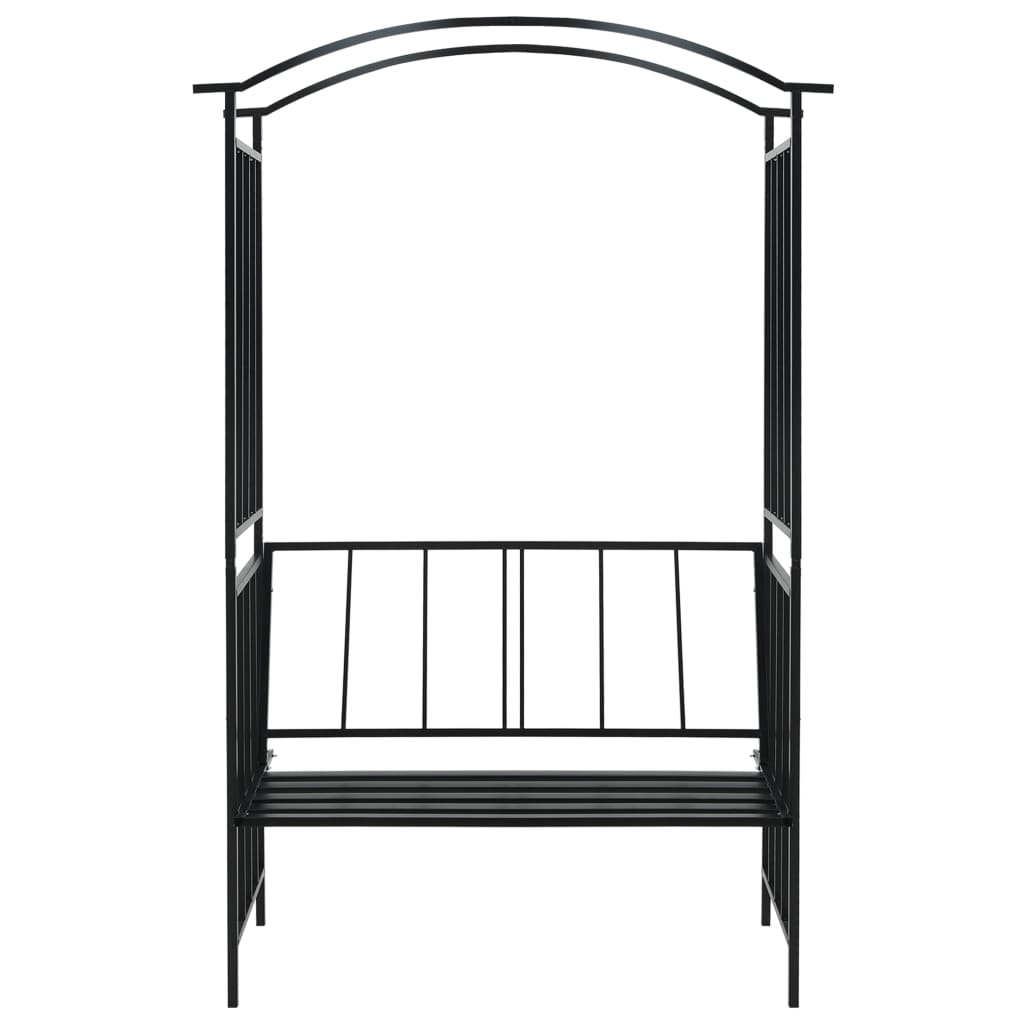 vidaXL Garden Arch with Bench Black 50.4"x19.7"x81.5" Iron