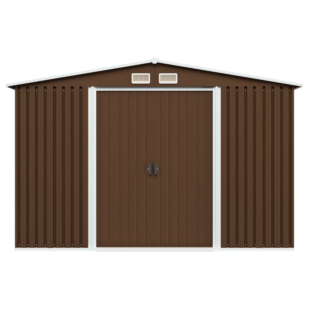 vidaXL Garden Storage Shed Brown 101.2"x80.7"x70.1" Steel