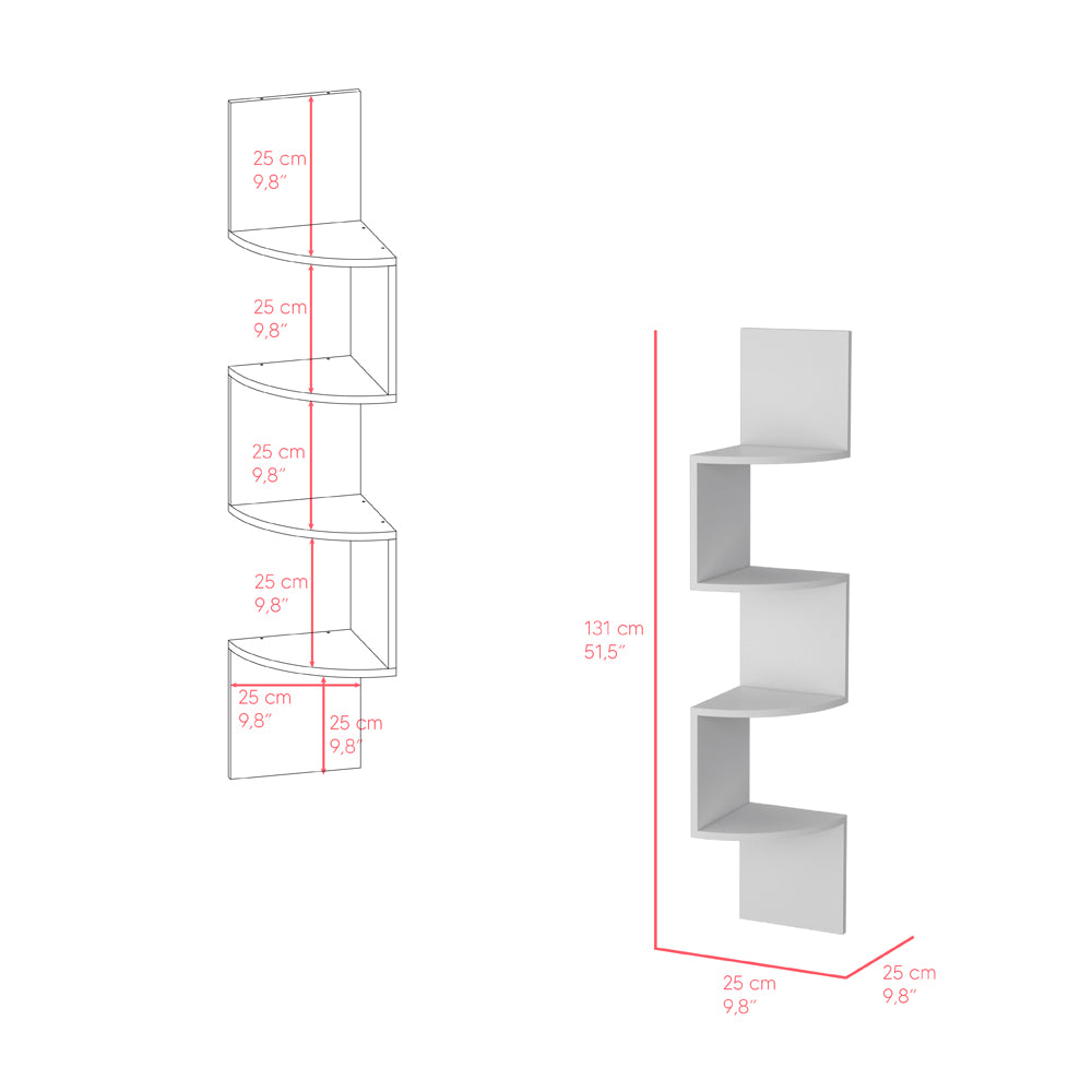 Shelve Crestone, 4-Tier Open Shelving, White Finish