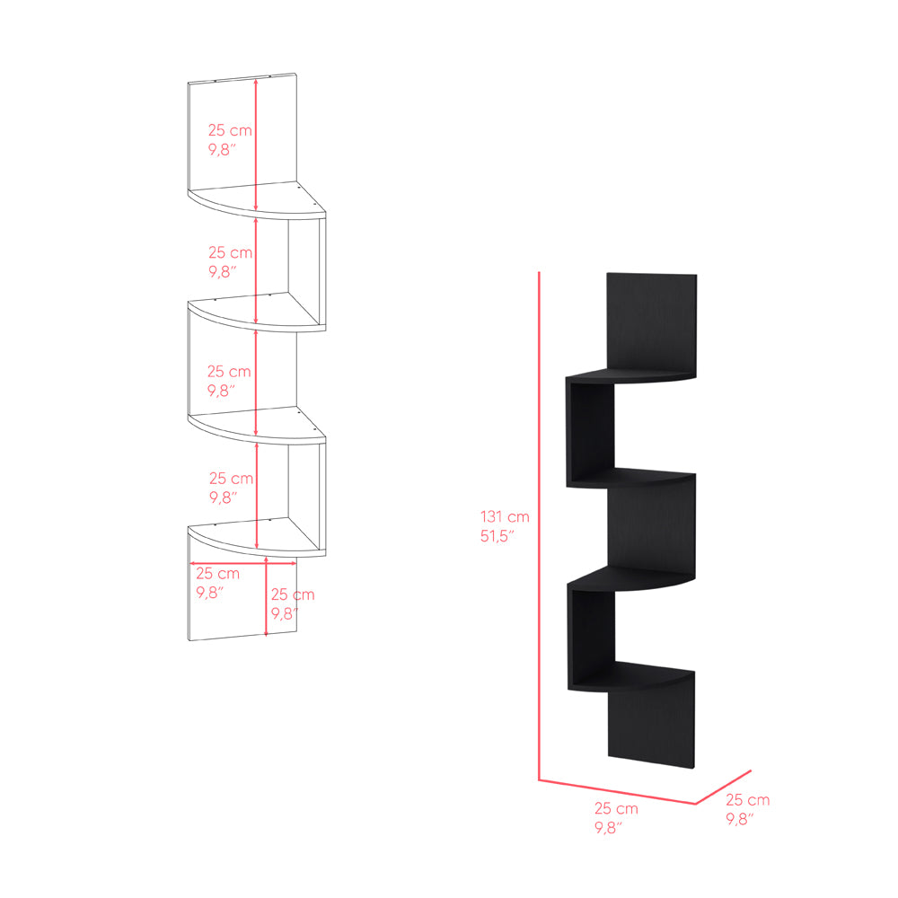 Shelve Crestone, 4-Tier Open Shelving, Black Wengue Finish