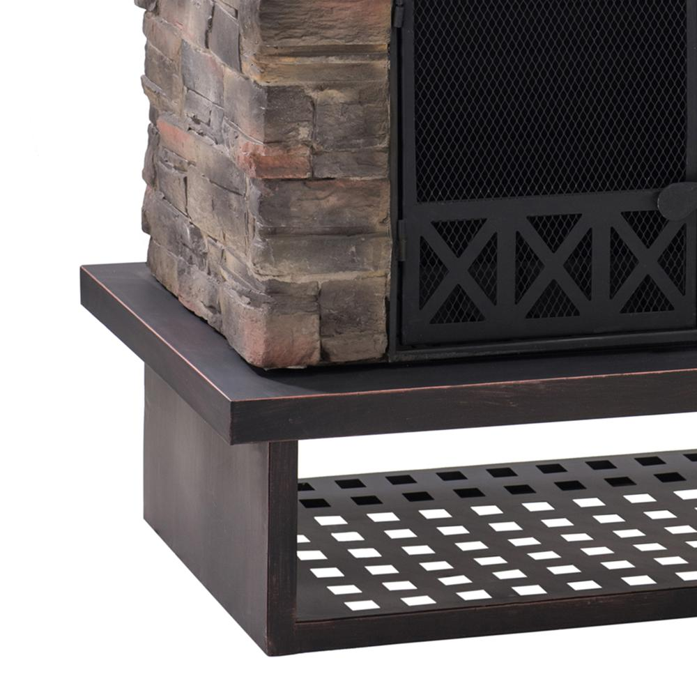 Sunjoy Patio Heavy Duty Wood Burning Fireplace with Steel Chimney