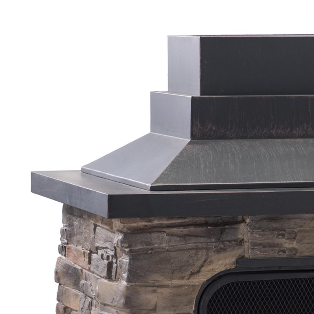 Sunjoy Patio Heavy Duty Wood Burning Fireplace with Steel Chimney