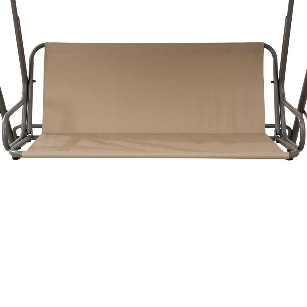 Sunjoy Tan Striped Covered 2-Seat Swing with Tilt Canopy