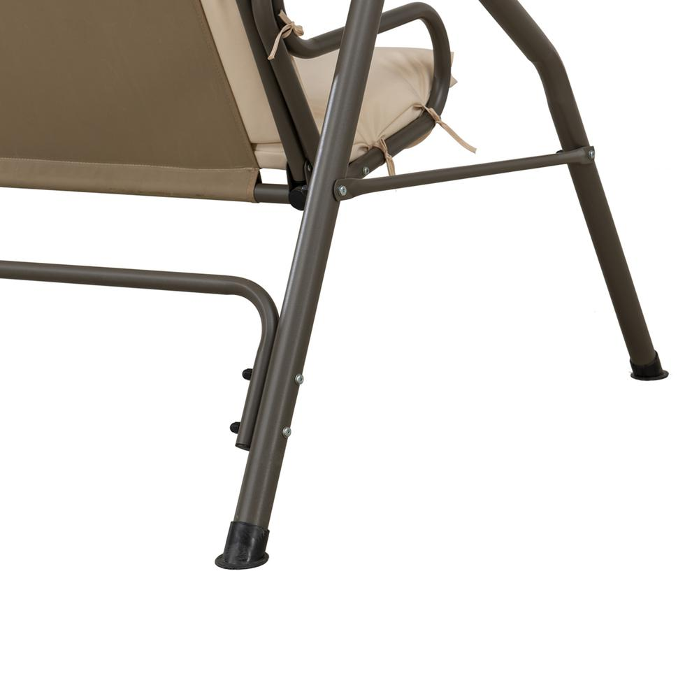 Sunjoy Tan Striped Covered 2-Seat Swing with Tilt Canopy