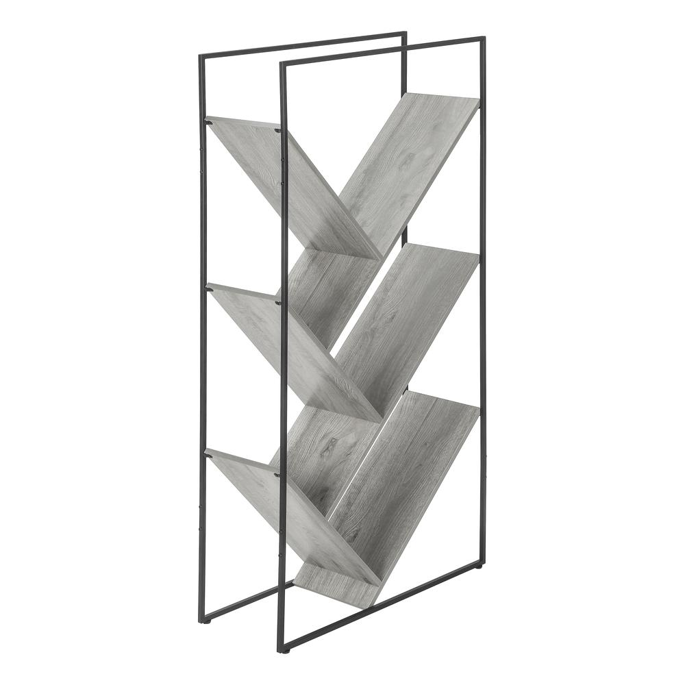 Bookshelf, Bookcase, Etagere, 3 Tier, 60H, Office, Bedroom, Grey Laminate