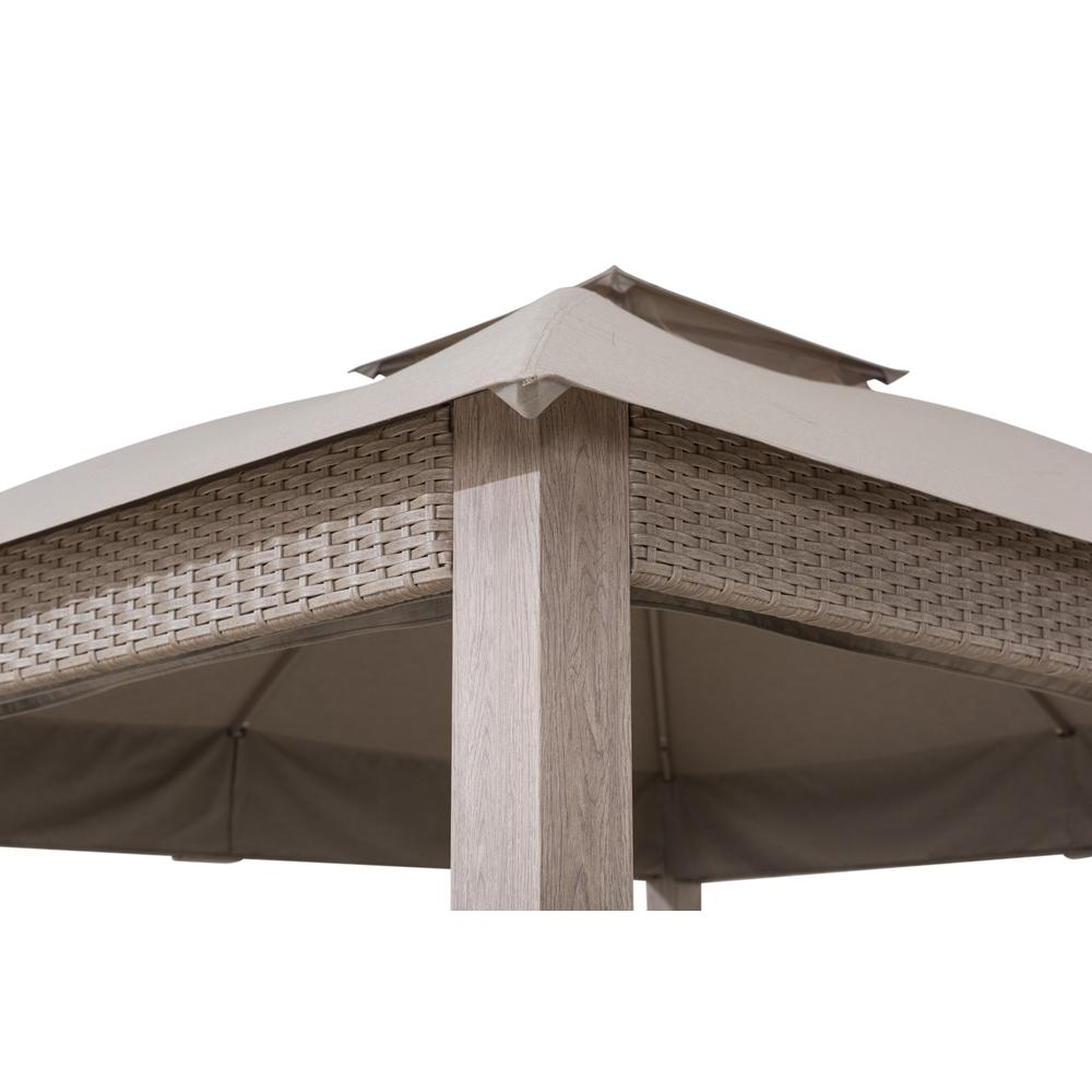 Gazebo with Sunbrella Canopy Roof, Outdoor Patio 2-Tier Soft Top Gazebo