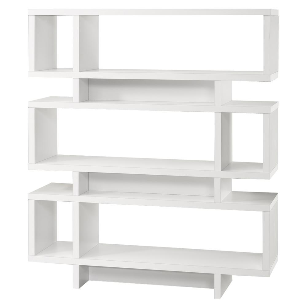 Bookshelf, Bookcase, Etagere, 4 Tier, 55H, Office, Bedroom, White Laminate