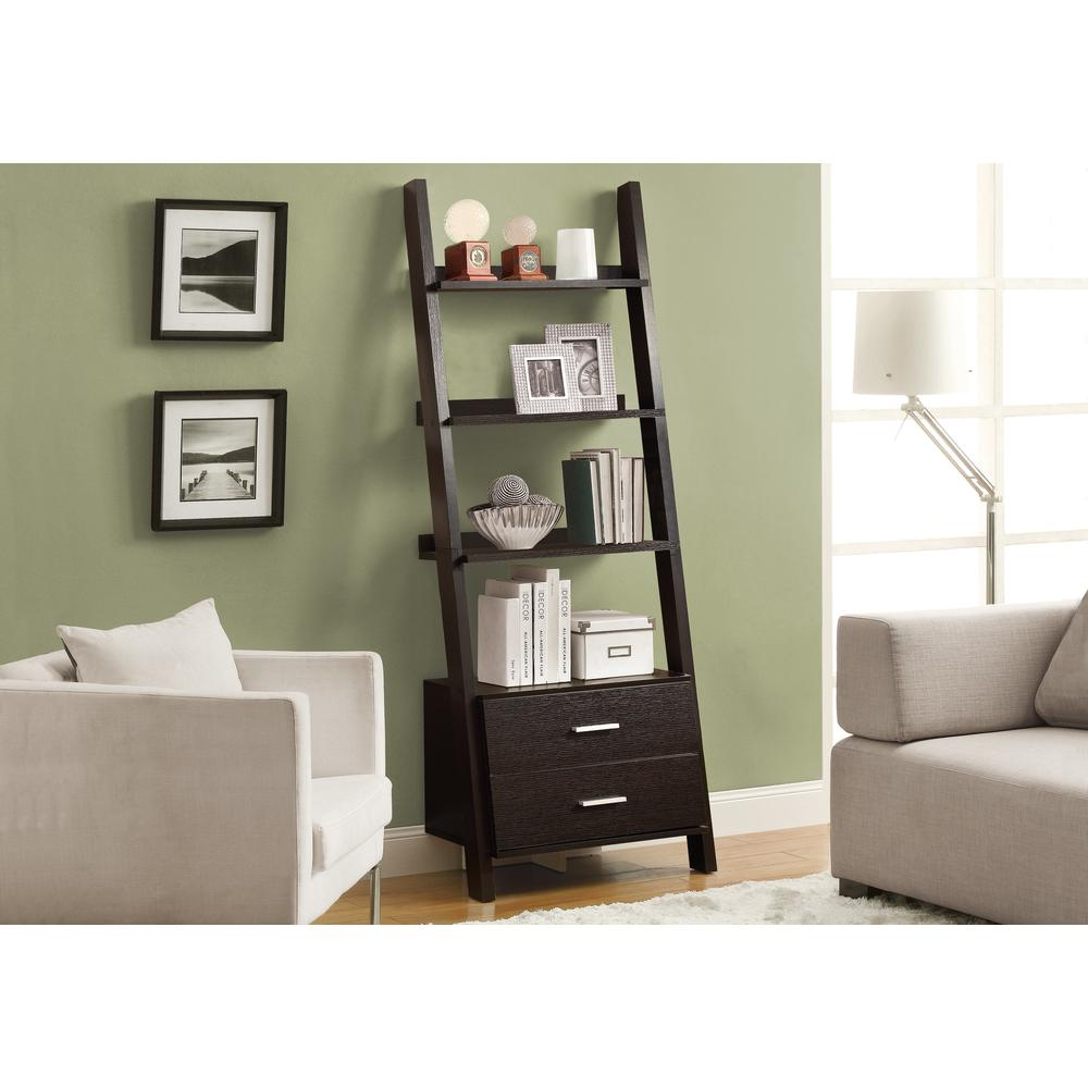 Bookshelf, Bookcase, Etagere, Ladder, 4 Tier, 69H, Office, Bedroom