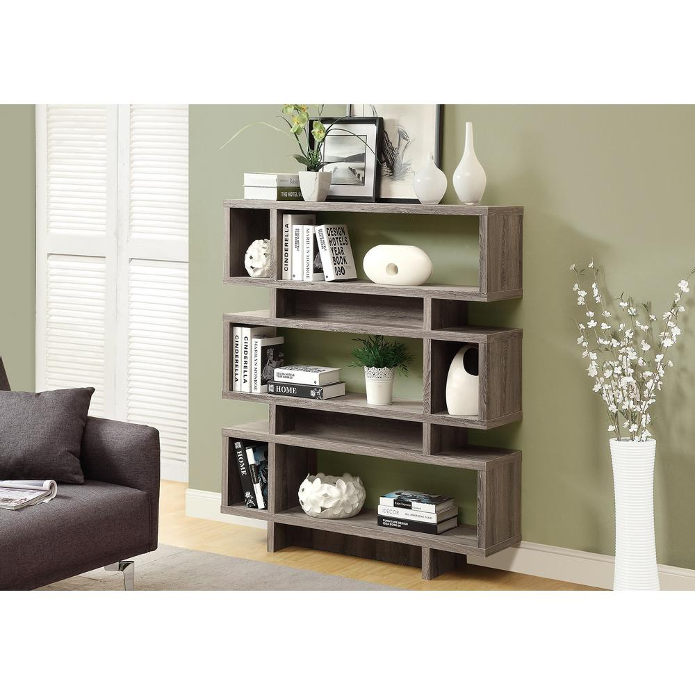 Bookshelf, Bookcase, Etagere, 4 Tier, 55H, Office, Bedroom, Brown Laminate