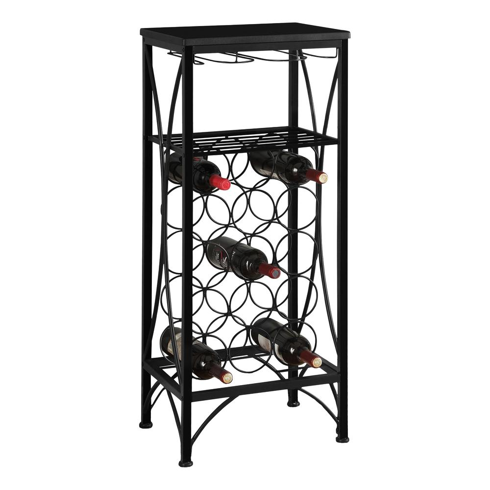 Home Bar, Wine Rack, Black Metal, Transitional