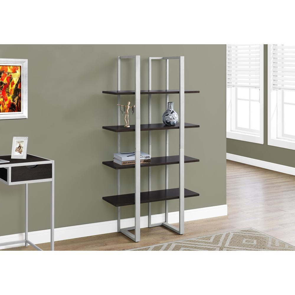 Bookshelf, Bookcase, Etagere, 4 Tier, 60H, Office, Bedroom, Brown Laminate