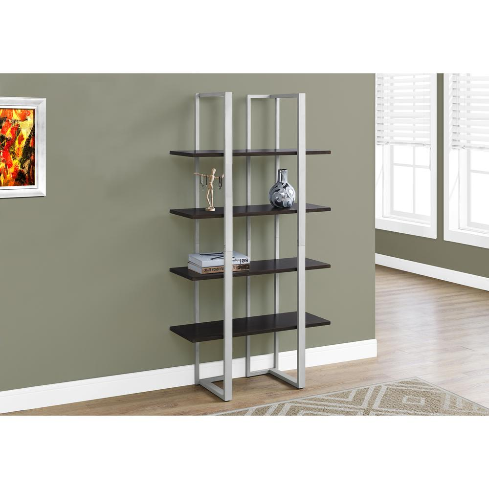 Bookshelf, Bookcase, Etagere, 4 Tier, 60H, Office, Bedroom, Brown Laminate