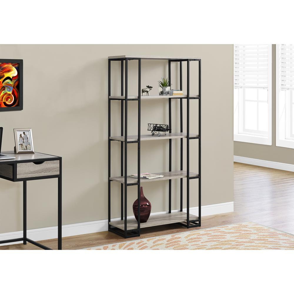 Bookshelf, Bookcase, Etagere, 5 Tier, 60H, Office, Bedroom, Brown Laminate