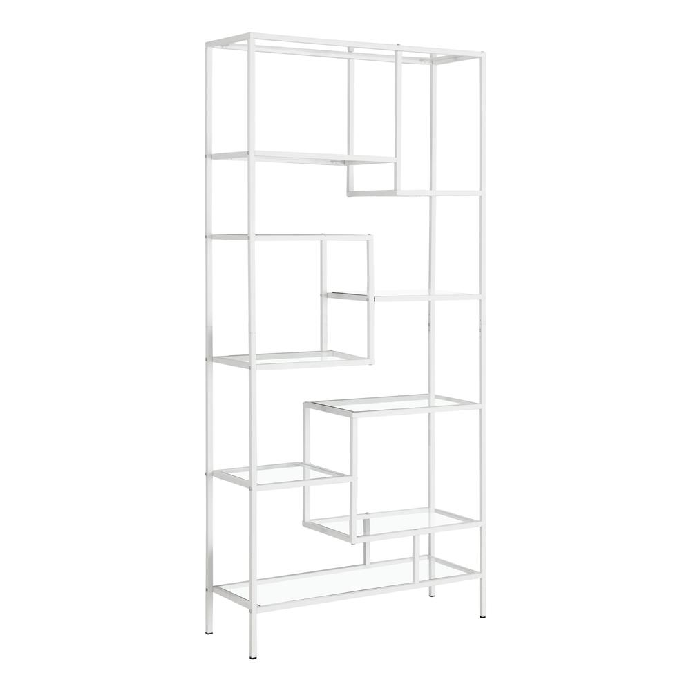 Bookshelf, Bookcase, Etagere, 72H, Office, Bedroom, Clear Tempered Glass