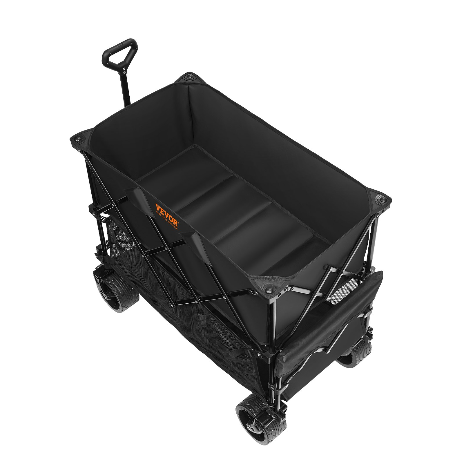 VEVOR Foldable Double Decker Wagon, 400L Collapsible Wagon Cart with All-Terrain Wheels, Heavy Duty Folding Wagon Cart 450 lbs Weight Capacity for Camping, Shopping, Garden, 52" Extra Long Extender