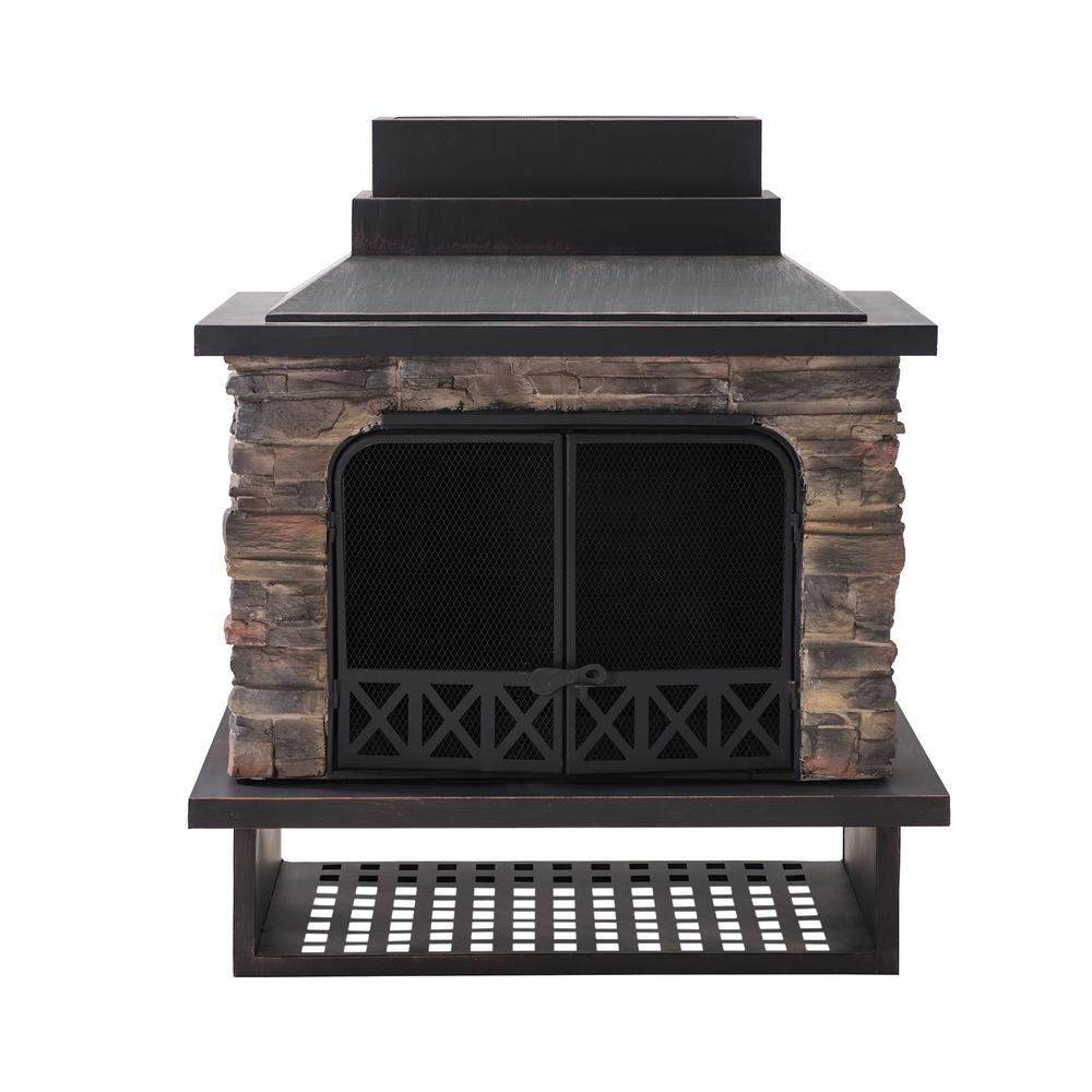 Sunjoy Patio Heavy Duty Wood Burning Fireplace with Steel Chimney