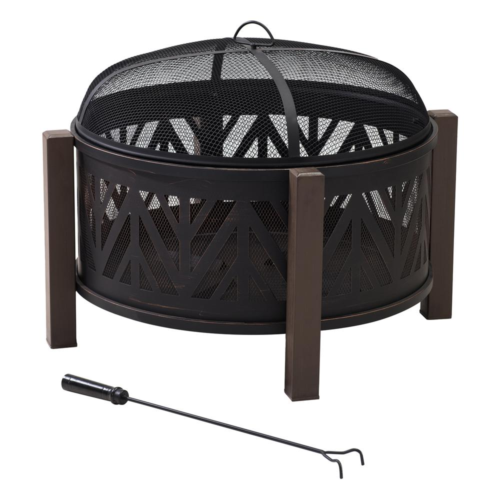 Fire Pit for Outside, Outdoor Steel Wood Burning Fire Pits with Screen