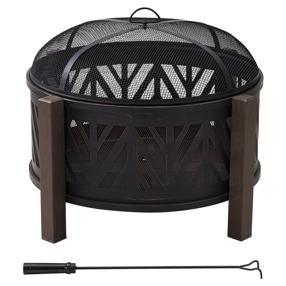 Fire Pit for Outside, Outdoor Steel Wood Burning Fire Pits with Screen