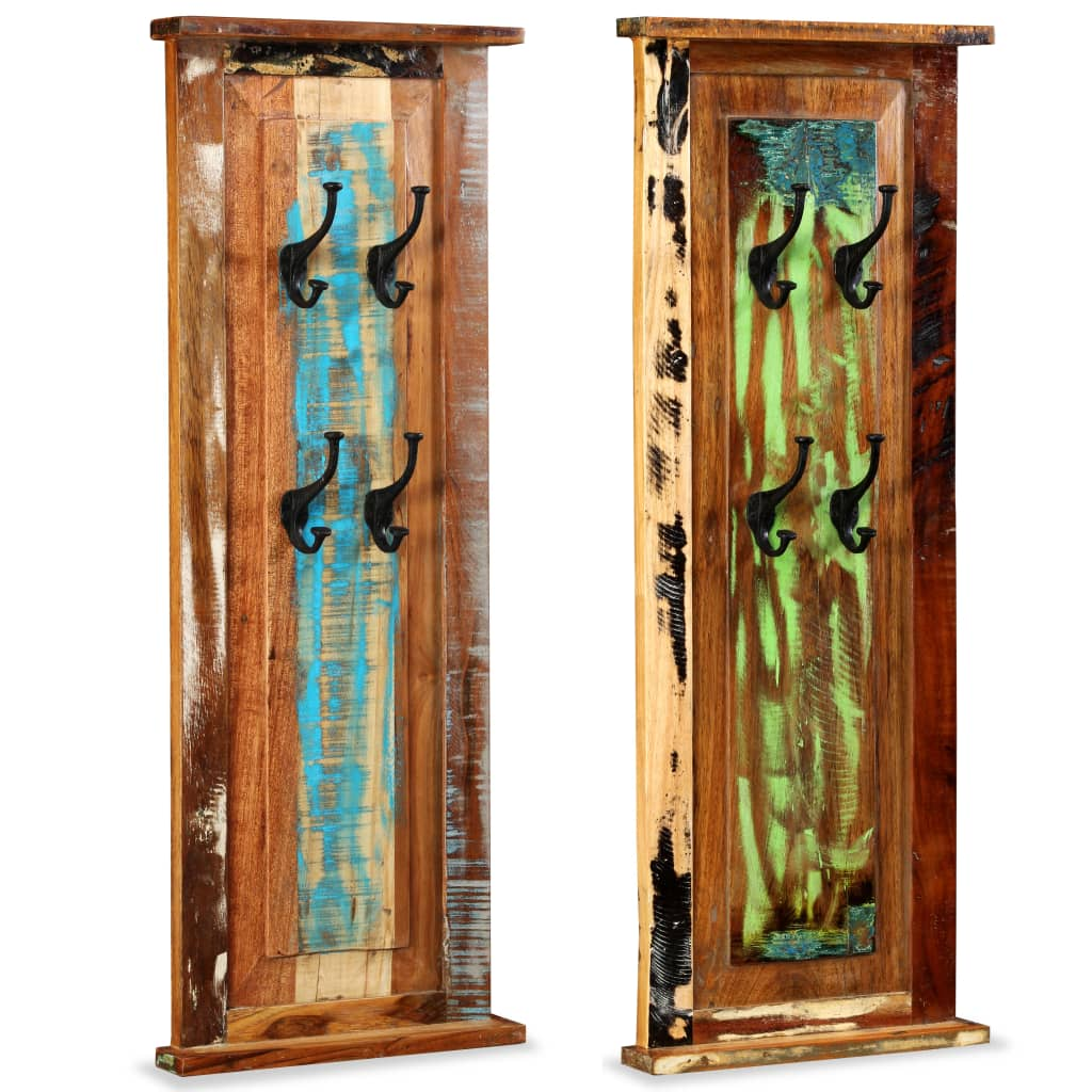 vidaXL Coat Racks 2 pcs Solid Reclaimed Wood 15"x39.4"