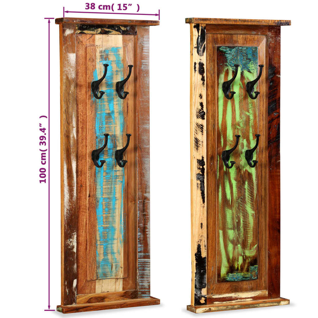 vidaXL Coat Racks 2 pcs Solid Reclaimed Wood 15"x39.4"