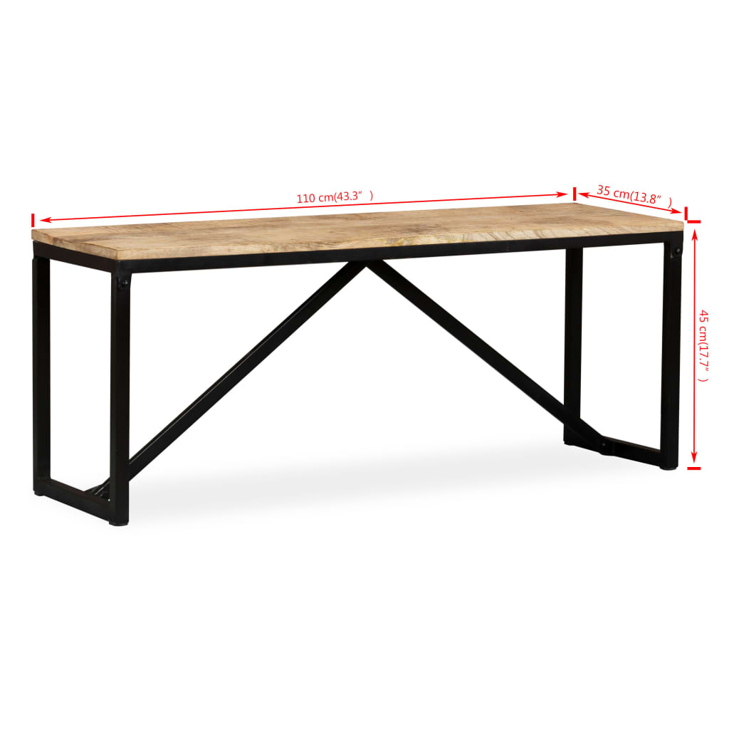 vidaXL Bench Solid Mango Wood 43.3"x13.8"x17.7"