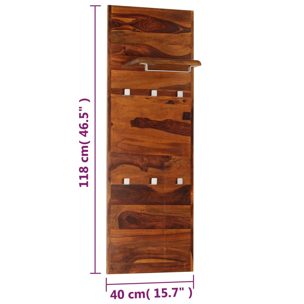 vidaXL Coat Rack Solid Sheesham Wood 46.5"x15.7"