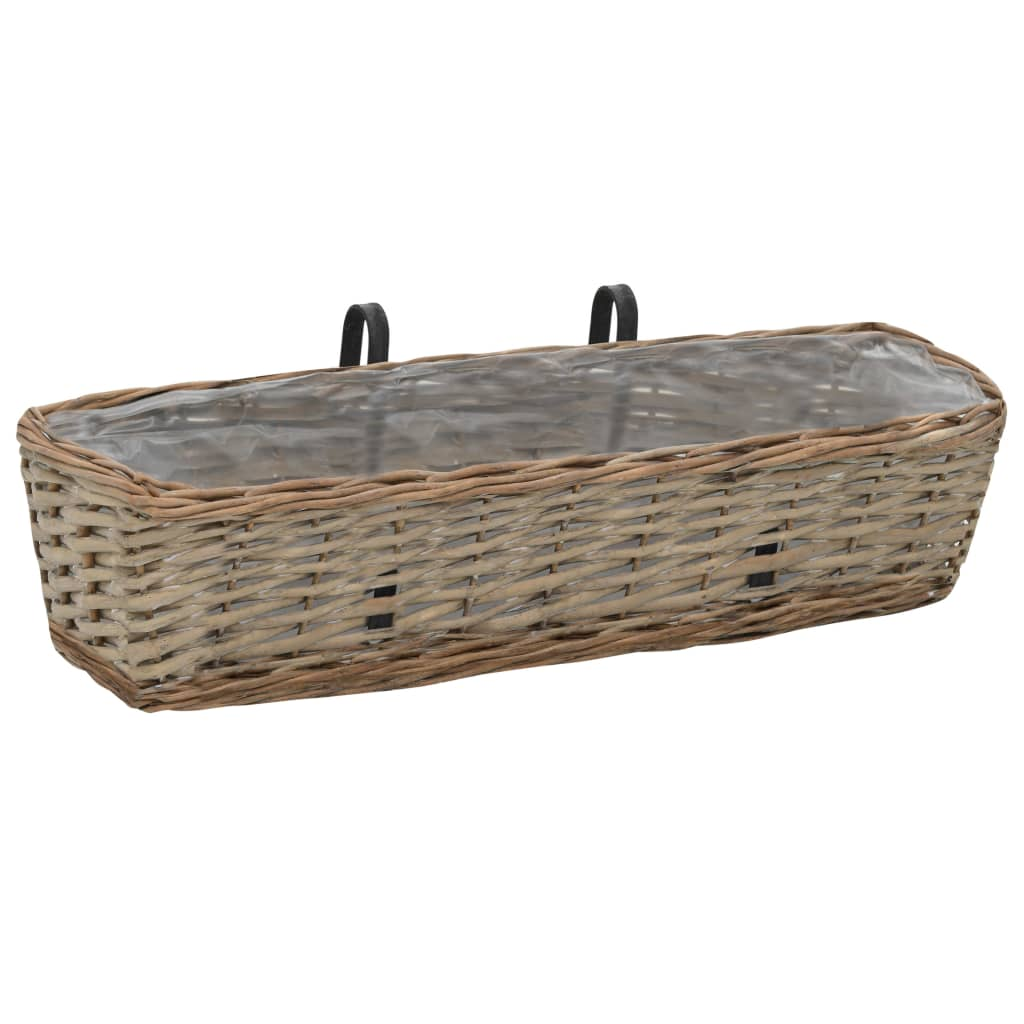 vidaXL Balcony Planter 2 pcs Wicker with PE Lining 23.6"