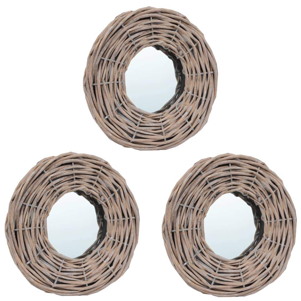 vidaXL Mirrors 3 pcs 5.9" Wicker