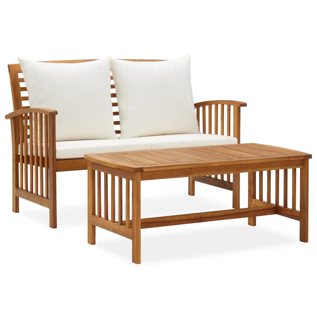 vidaXL 2 Piece Patio Lounge Set with Cushions Solid Acacia Wood