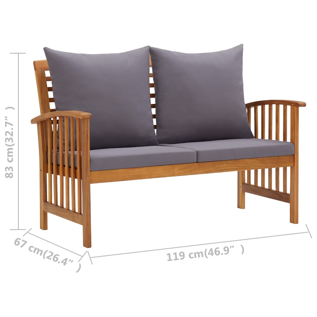 vidaXL 2 Piece Patio Lounge Set with Cushions Solid Acacia Wood