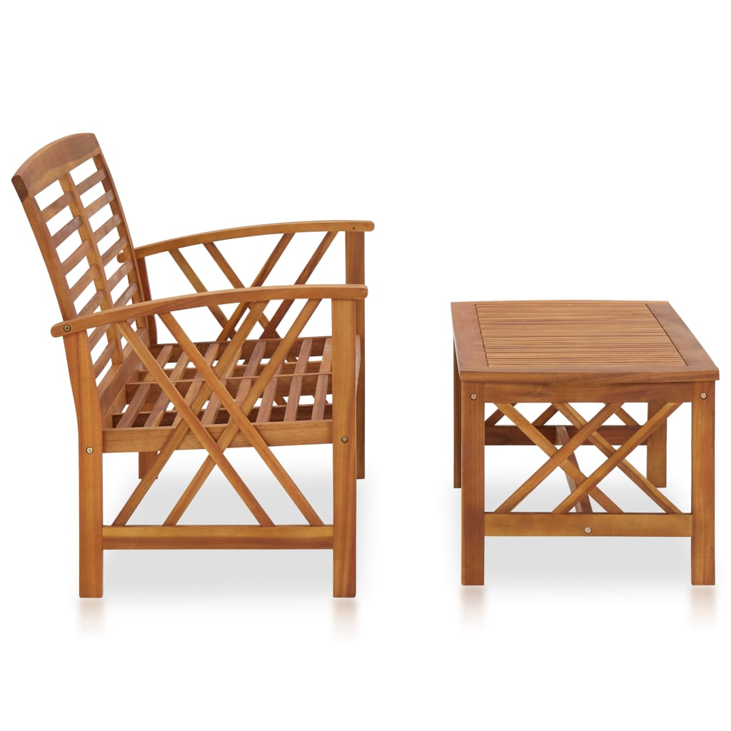 vidaXL 2 Piece Patio Lounge Set Solid Acacia Wood