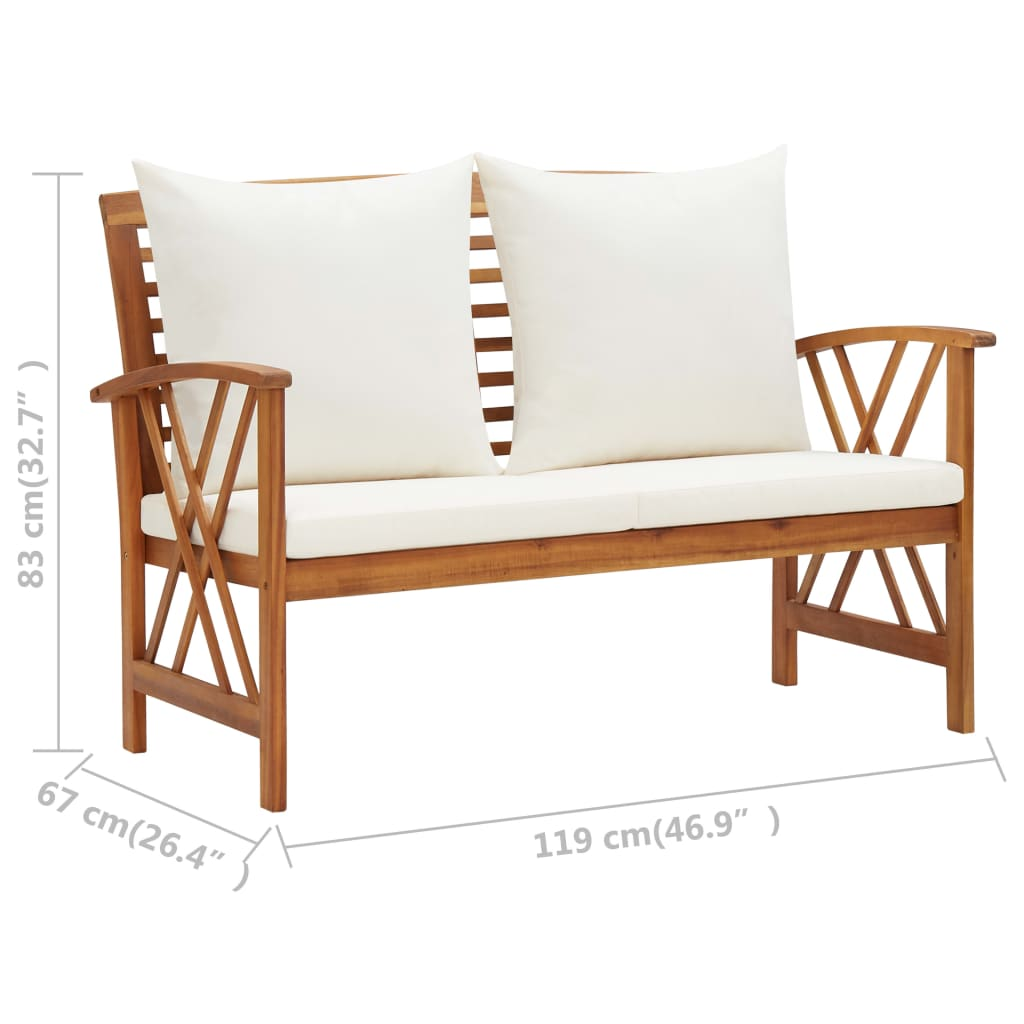 vidaXL 2 Piece Patio Lounge Set with Cushions Solid Acacia Wood