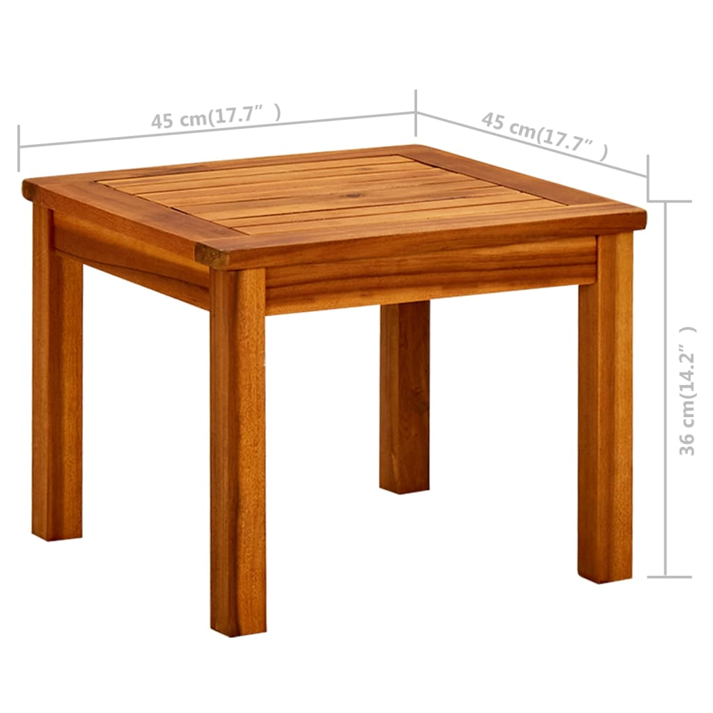 vidaXL Patio Coffee Table 17.7"x17.7"x14.2" Solid Acacia Wood