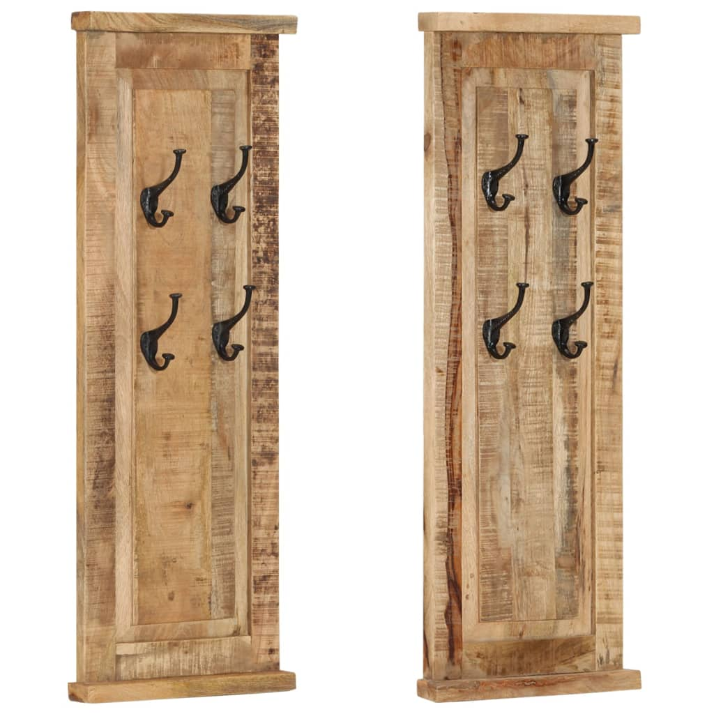 vidaXL Coat Racks 2 pcs Solid Wood Mango 15"x39.4"