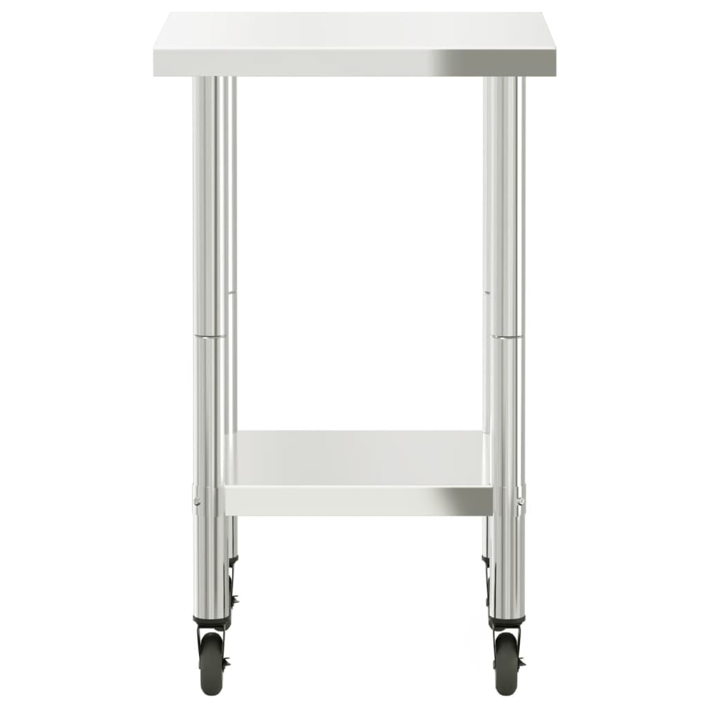 vidaXL Kitchen Work Table with Wheels 21.7"x21.7"x33.5" Stainless Steel