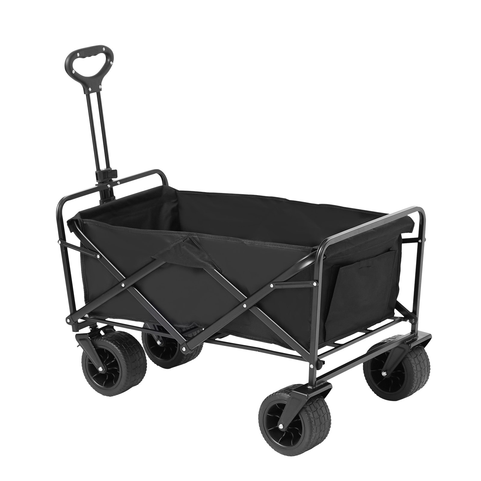 VEVOR Collapsible Folding Wagon, 3 cu.ft Beach Wagon Cart with All-Terrain Wheels, Heavy Duty Folding Wagon Cart 350 lbs Weight Capacity with Drink Holders, Sports Wagon for Camping, Shopping, Garden