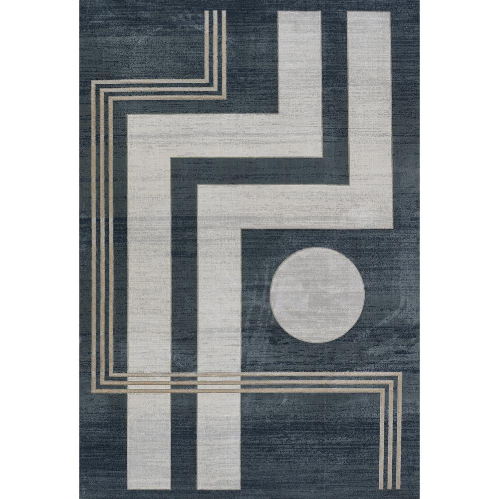 Contemporary Rectangle Area Rug, Blue, 5'1" X 7'7"