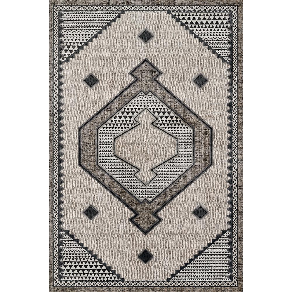 Contemporary Rectangle Area Rug, Ivory, 5'3" X 7'6"