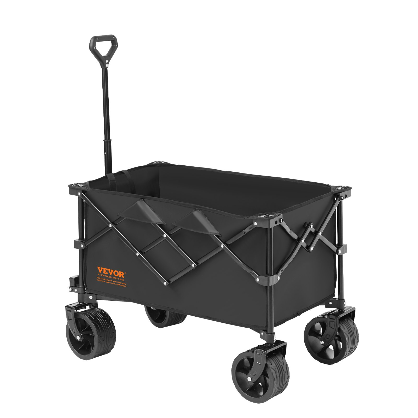 VEVOR Collapsible Folding Wagon, 113 L Beach Wagon Cart with All-Terrain Wheels, Heavy Duty Folding Wagon Cart Max 250 lbs with Drink Holders, Sports Wagon for Camping, Shopping, Garden