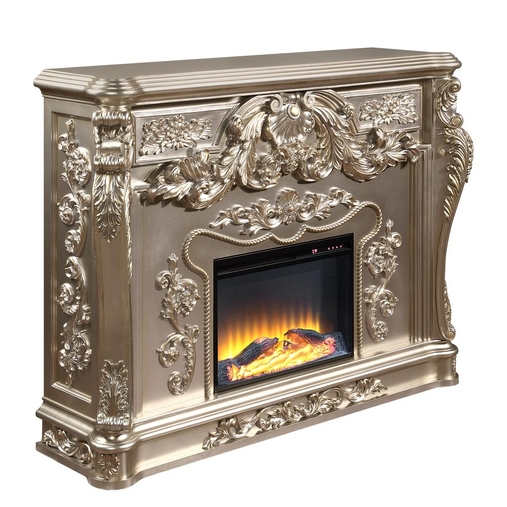 Sorina Fireplace, Antique Silver Finish