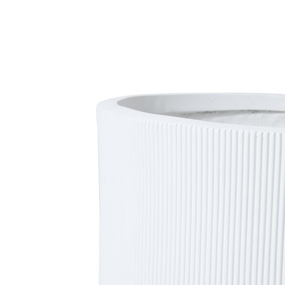 17.3-Inch Round White Stripes MgO Planter