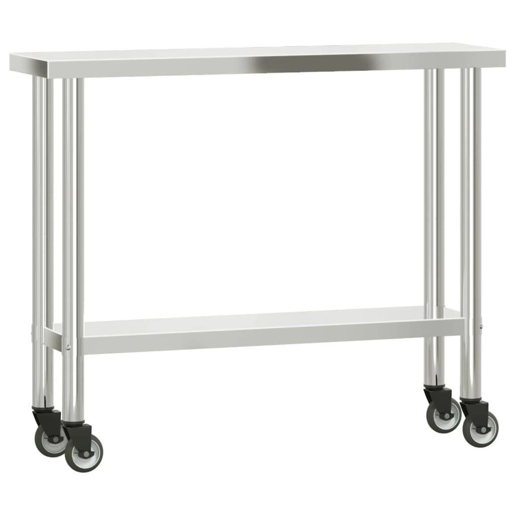 vidaXL Kitchen Work Table with Overshelf 43.3"x11.8"x59.1" Stainless Steel