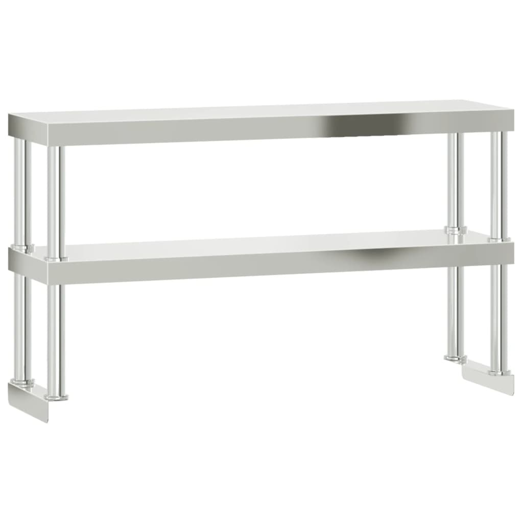 vidaXL Kitchen Work Table with Overshelf 43.3"x11.8"x59.1" Stainless Steel