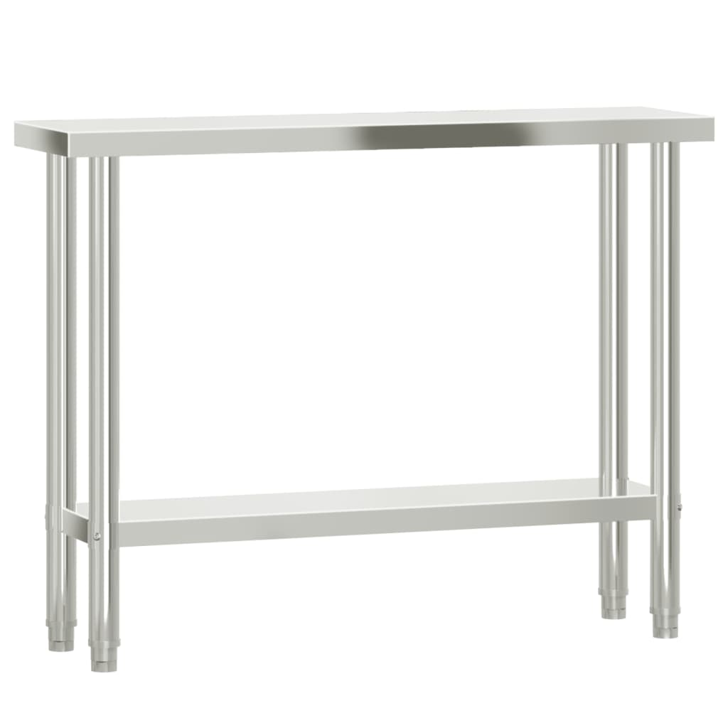 vidaXL Kitchen Work Table with Overshelf 43.3"x11.8"x59.1" Stainless Steel