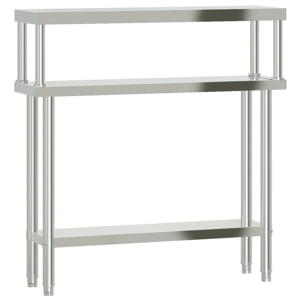 vidaXL Kitchen Work Table with Overshelf 43.3"x11.8"x47.2" Stainless Steel