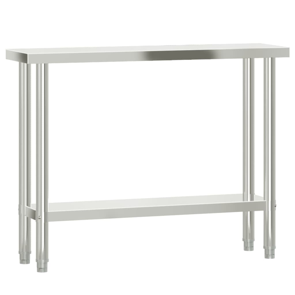 vidaXL Kitchen Work Table with Overshelf 43.3"x11.8"x47.2" Stainless Steel