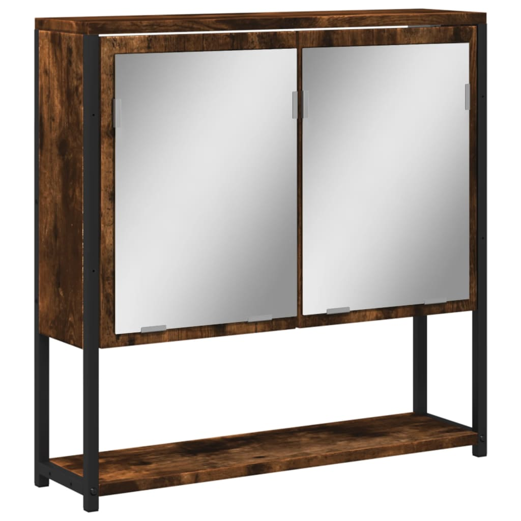 vidaXL Bathroom Mirror Cabinet Smoked Oak 23.6"x6.3"x23.6" Engineered Wood