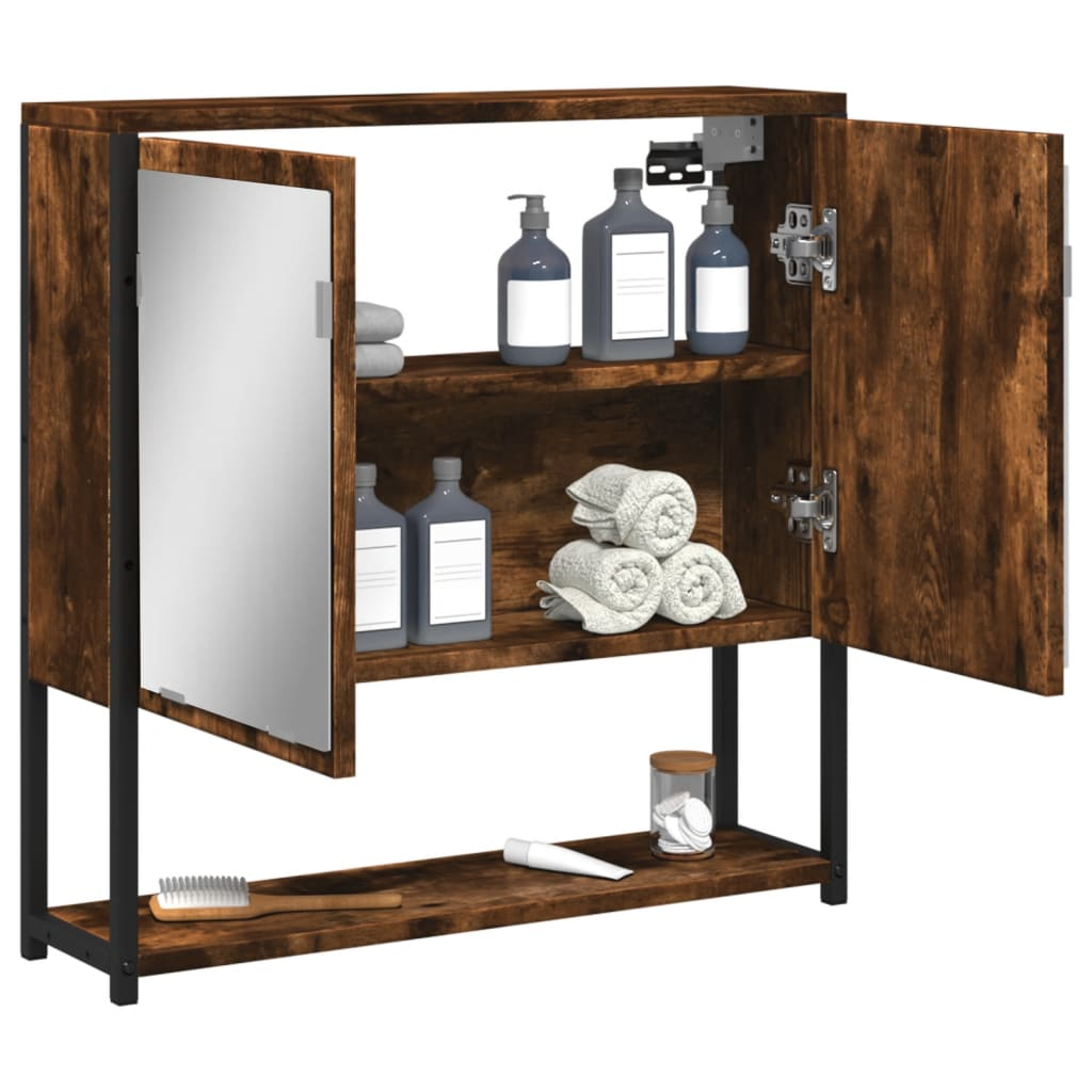 vidaXL Bathroom Mirror Cabinet Smoked Oak 23.6"x6.3"x23.6" Engineered Wood